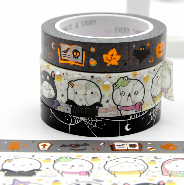 Trick or treat Beanie washi, halloween, orange foil  - Limited Stock, limit 2/order