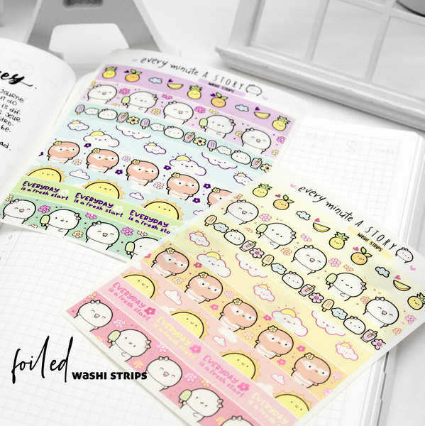 Everyday is a fresh start foiled summer washi strips, set of 2- Limited Stock!