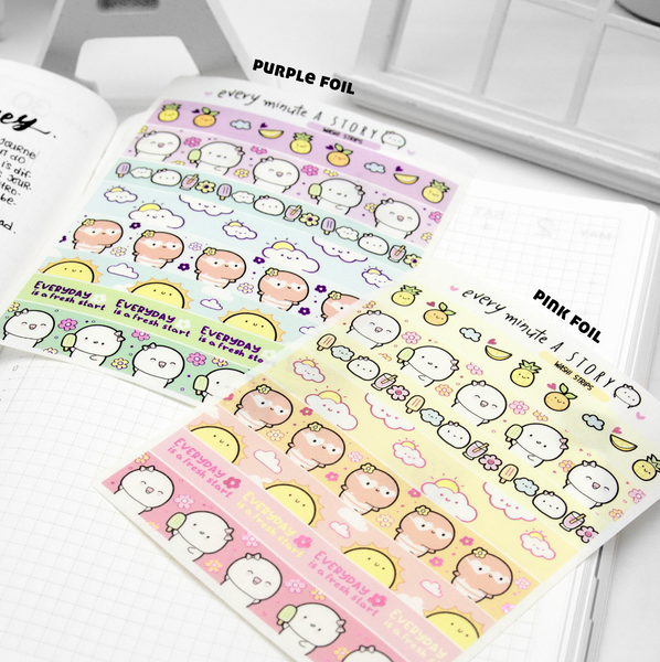 Everyday is a fresh start foiled summer washi strips, set of 2- Limited Stock!