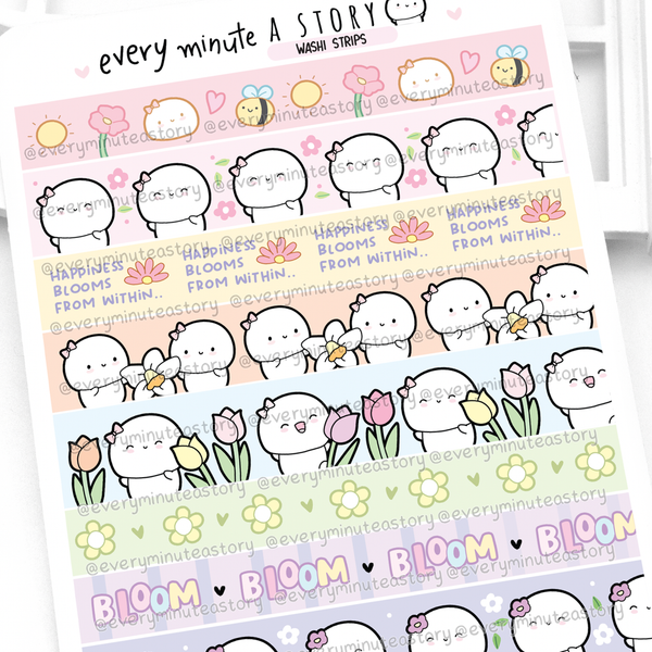 Spring blooms washi strips planner stickers