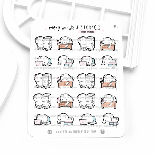 Busy week, work overload Beanie planner stickers