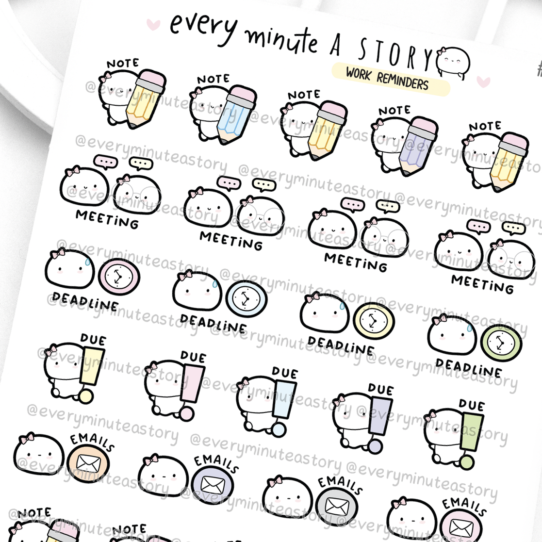 Work reminder stickers/icons, deadline, emails, meeting – Every Minute ...