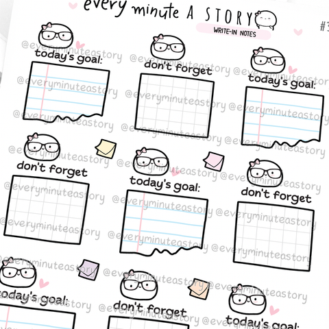 Don't forget write-in notes stickers, work, important, today's goal