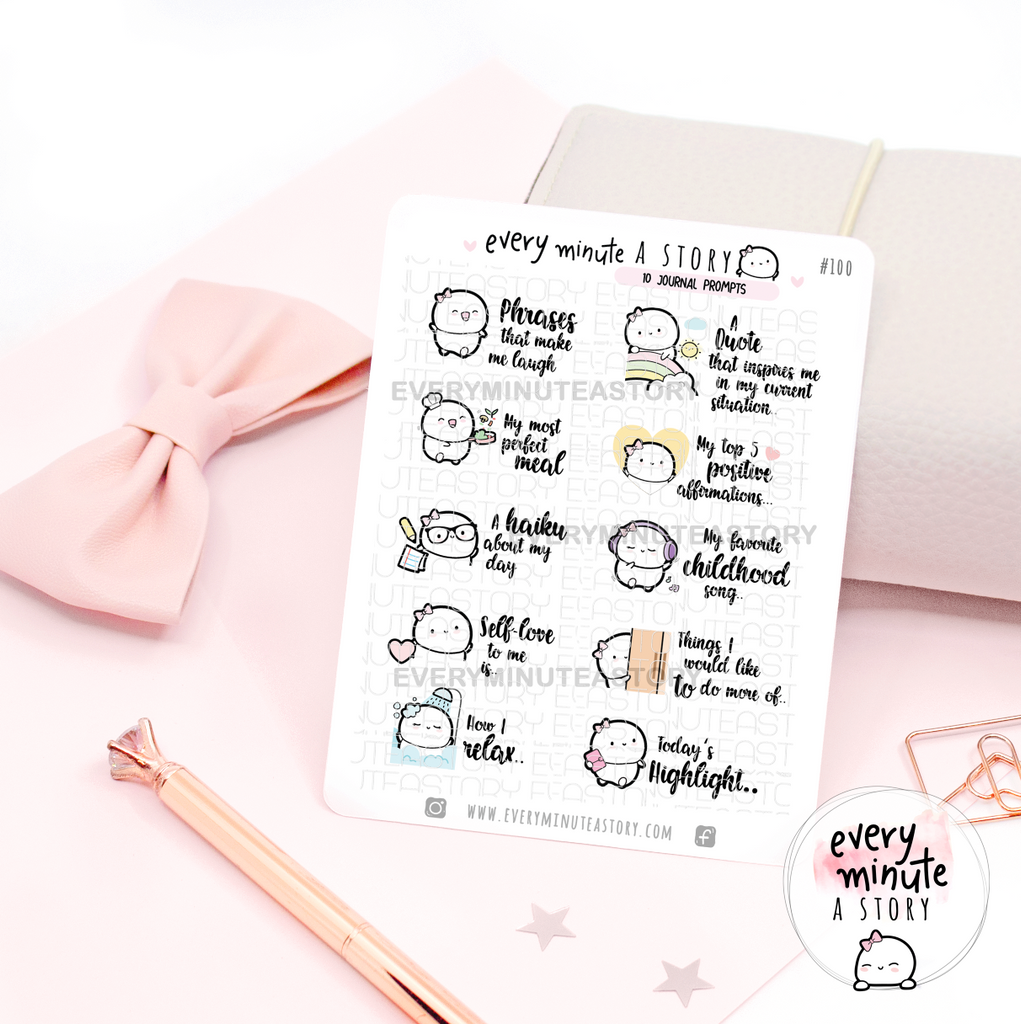 Journal prompts Beanie stickers – Every Minute A Story