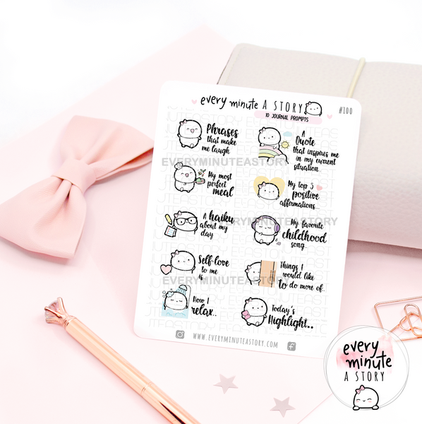 Journal prompts Beanie stickers