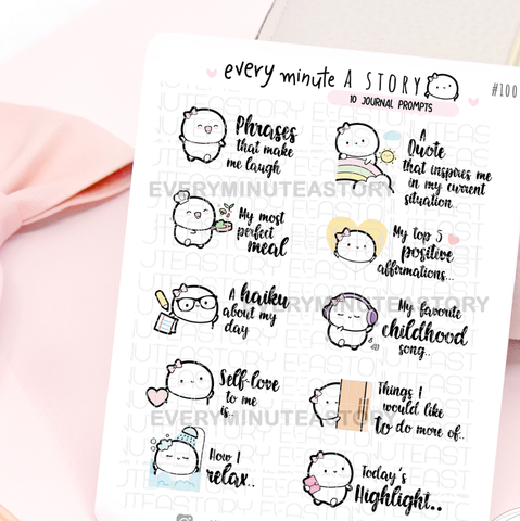 Journal prompts Beanie stickers