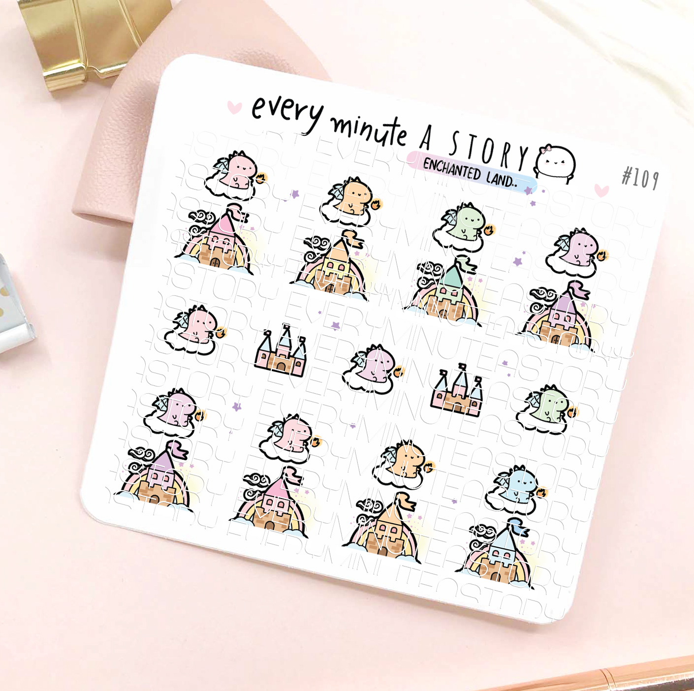 Enchanted land castle dragon stickers- LOW STOCK!