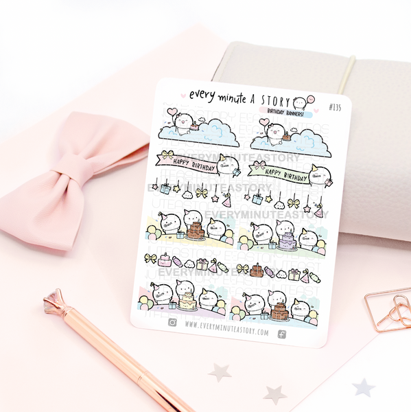Birthday Wishes banner stickers- LOW STOCK!