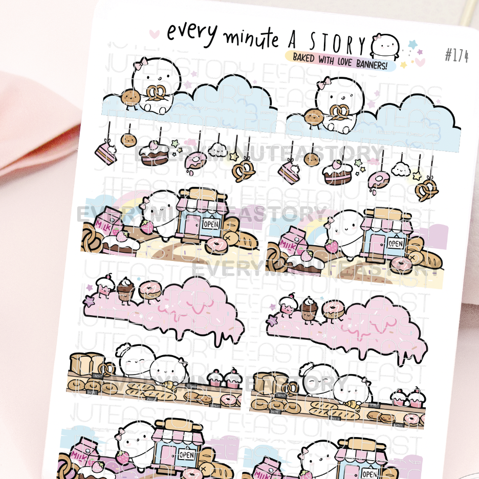 Bakery land banners planner stickers