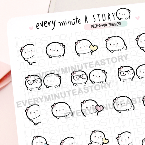 Beanie peek-a-boo planner stickers