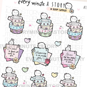 In bloom sampler, washi, quote stickers- LOW STOCK!