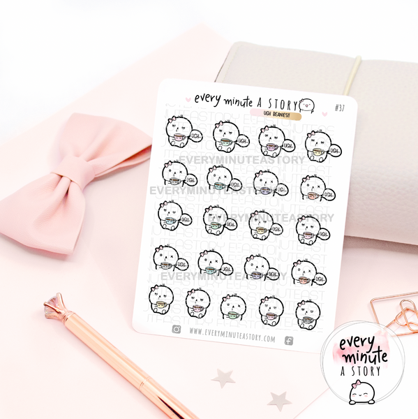 Ugh.. tired, zombie, need coffee Beanie planner stickers