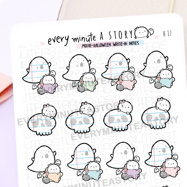 Write-in movies/notes ghost stickers, halloween- LOW STOCK!