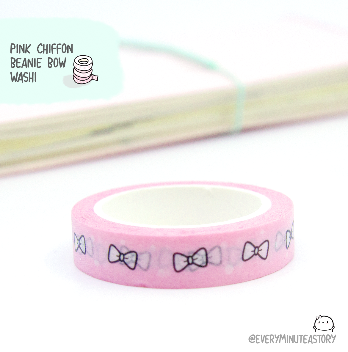 Limited Stock! Pink Chiffon Beanie bow washi tape-LOW STOCK!