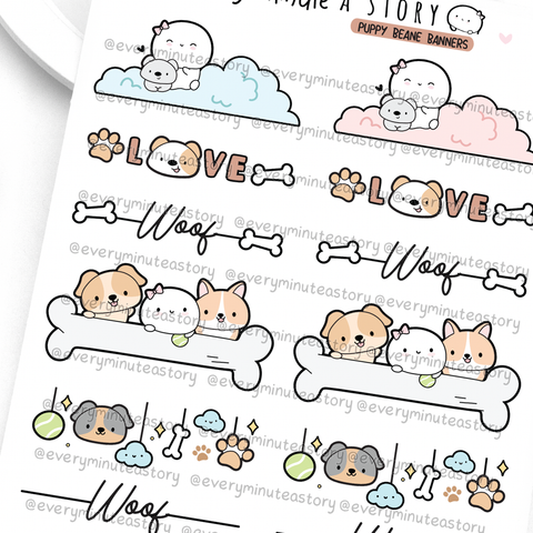 Puppy, dog lady banner stickers