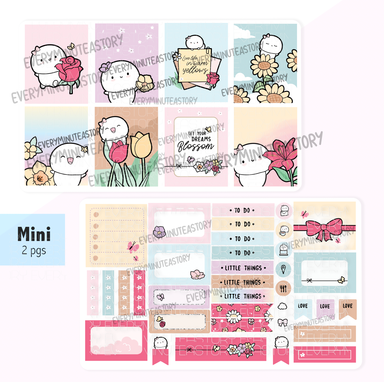 Sweet Blossom floral hand-drawn kit- mini and full kit- LOW STOCK!