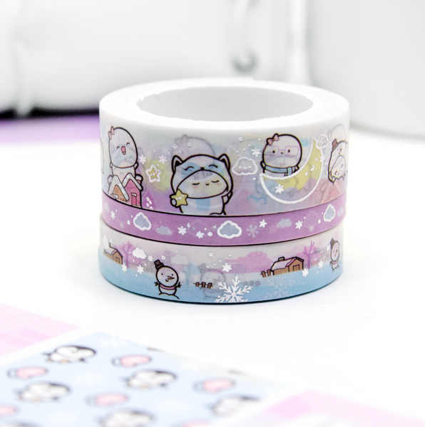 Winter wonderland Beanie washi Set of 3, silver foil | LIMITED STOCK! Limit 3/order.