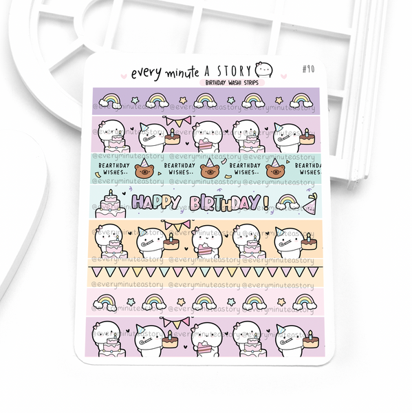 Kawaii birthday washi strips stickers