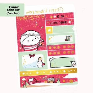 Candy cane Beanie gold foil sticker kit | -LOW STOCK!