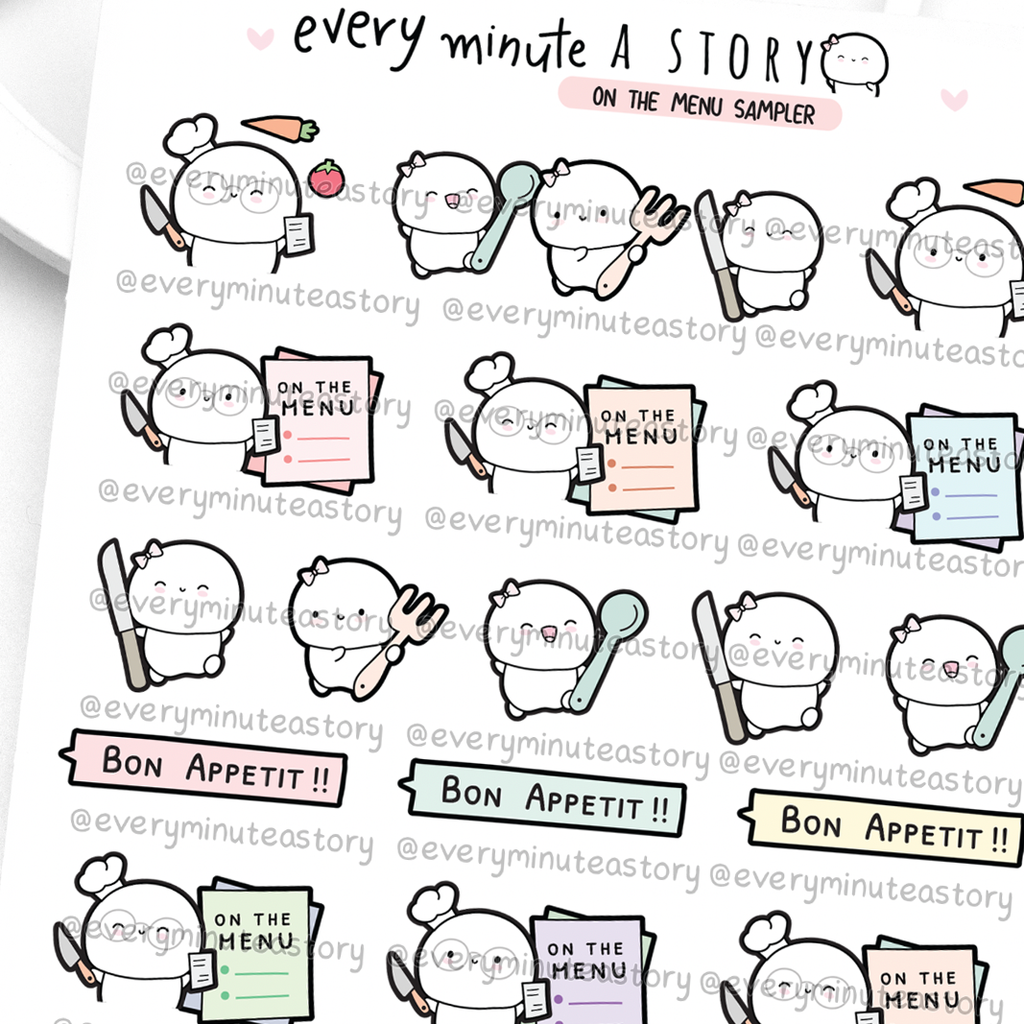 Menu Sticker Note On the menu stickers, cooking, meal prep, food, chores – Every Minute A ...