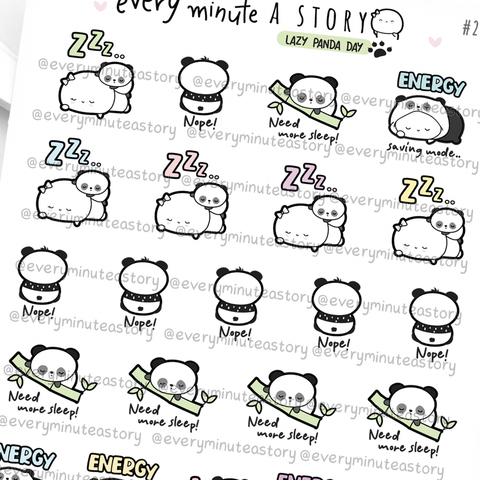 Lazy panda day stickers