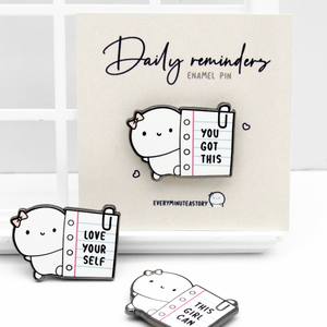 Daily reminders Beanie enamel pins | Magnetic back, pin back- LOW STOCK!