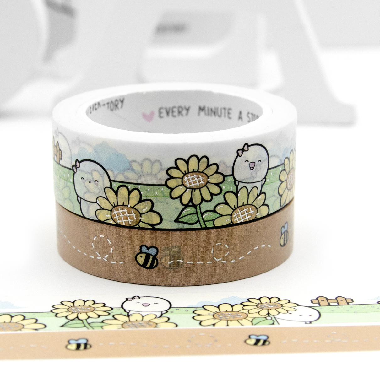 Choose to shine, Beanie sunflower washi set of 2, silver foil | LIMITED STOCK! LIMIT: 3 sets/order