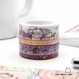 Candy land Beanie washi Set of 4, silver foil | LIMIT: 2 sets/order